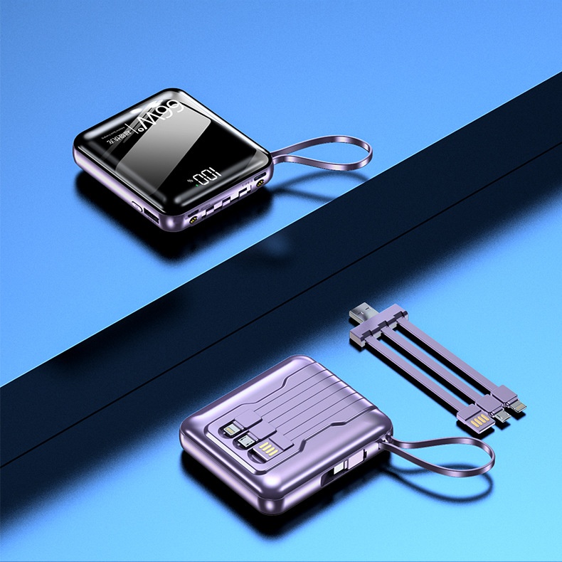 techglobe Großhandel Große Kapazität Integriertes Kabel High-End 20000mAh Powerbank Ultradünn Kompakt Tragbar Schnellladen Niedlich Mini_voghion.com