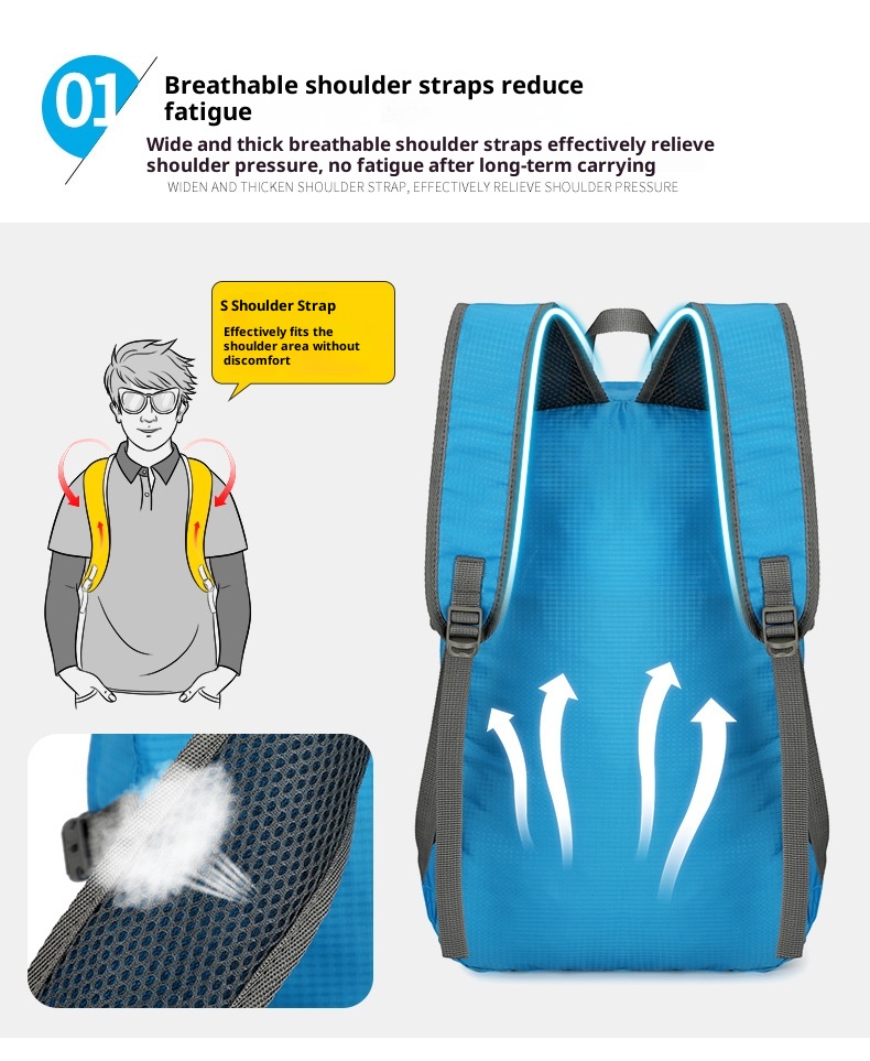 ActiveGo Outdoor Men's And Women's Ultra-light Sports Skin Foldable Backpack Mountaineering Waterproof Travel Large Capacity_voghion.com