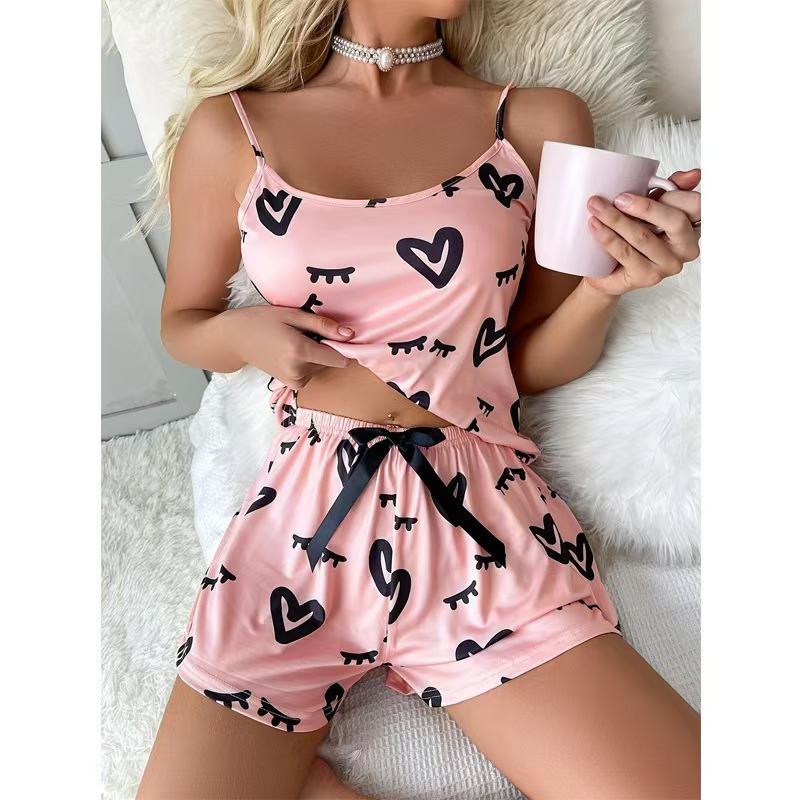 ChicShe European And American Cross-Border Camisole Shorts Plus Large Size Fat Lady Pajamas Homewear Set Casual Loose_voghion.com