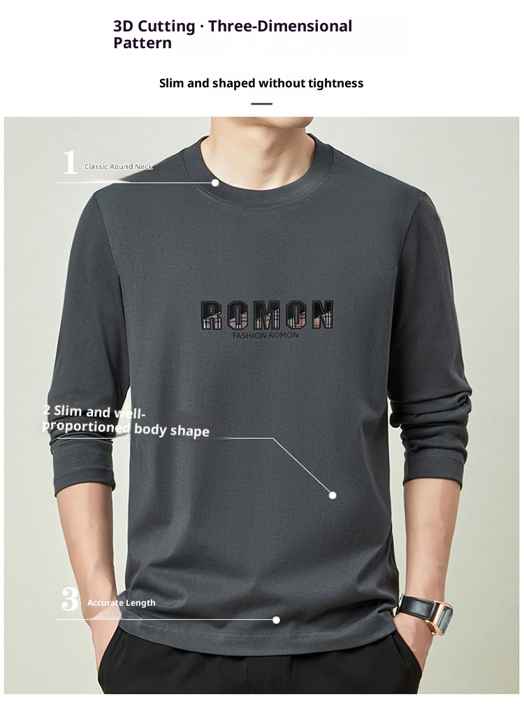 boy 230g Heavyweigh 100% Coon Long Sleeve T-Shir Men's Solid Color Base Shir New Top Spring Auumn Round Neck_voghion.com