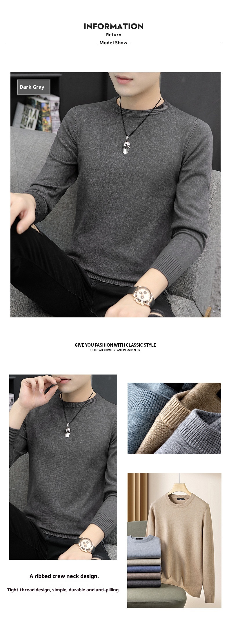 boy 2025 Autumn Winter New Half Turtleneck Sweater Men's Inner Layer Slim Fit Lake Blue Base Knitted Pullover Top_voghion.com