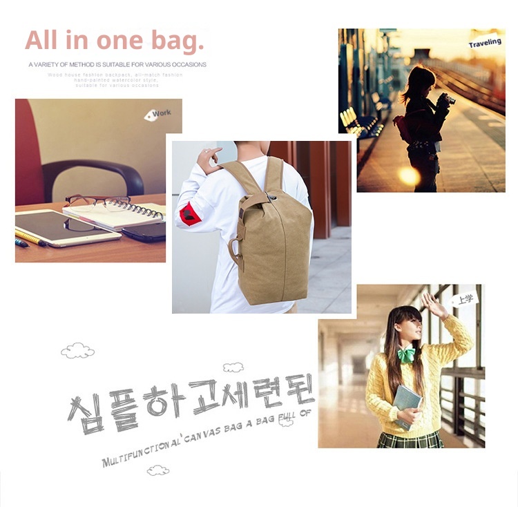 ActiveGo Rucksack Herren Canvas Bucket Bag Bergsteigen Outdoor Reisen Sport Multifunktional Gepäcktasche mit großem Fassungsvermögen Handgepäck_voghion.com