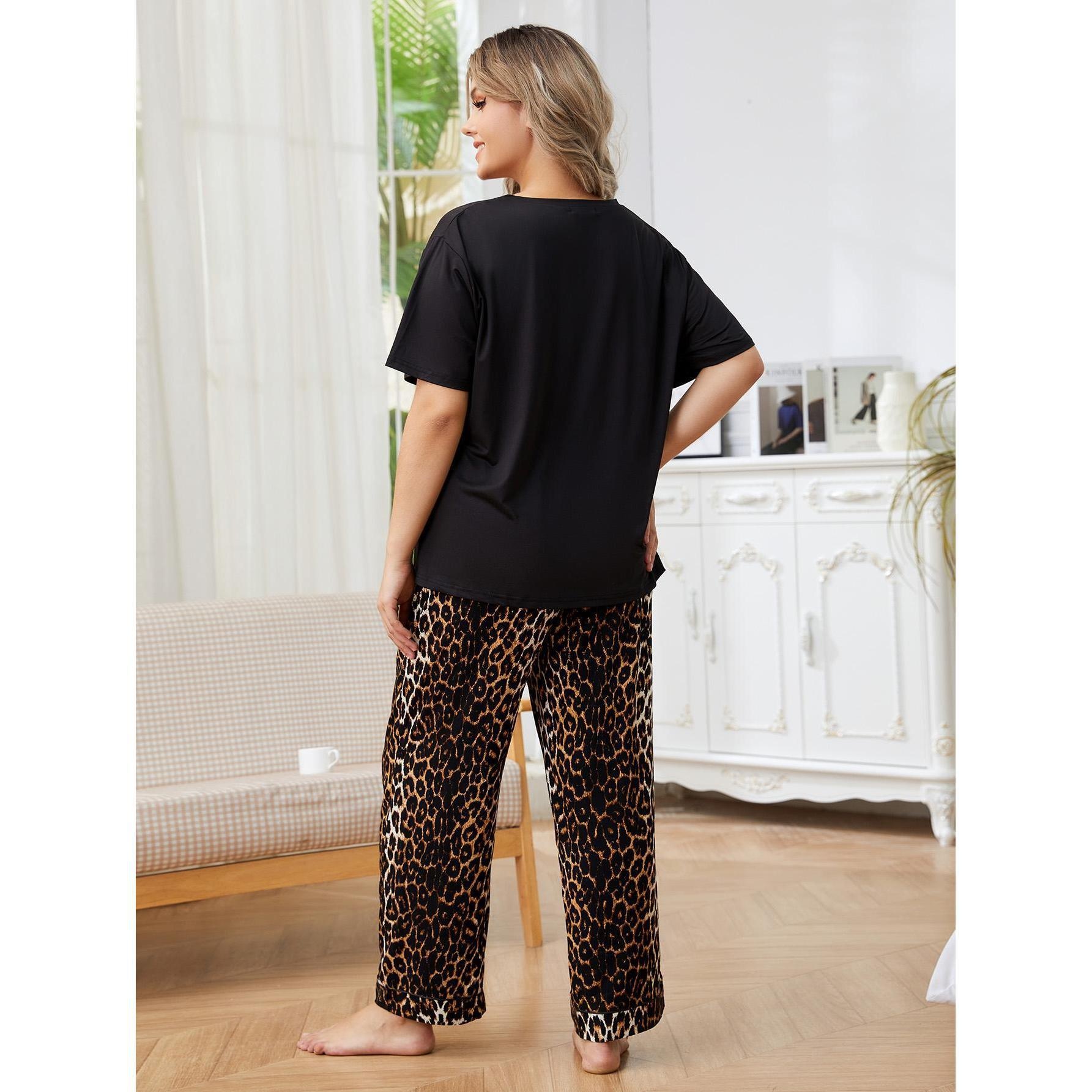 ChicShe Cross-Border European American Plus Size Damenpyjama Frühling und Herbst Fat MM Homewear Set Tragbare Outdoor_voghion.com
