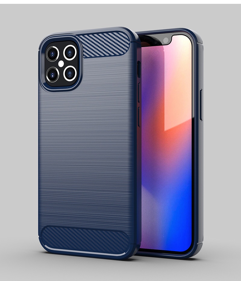 TechGlobe Custodia protettiva antiurto in fibra di carbonio spazzolata per iPhone 12 6.1_voghion.com