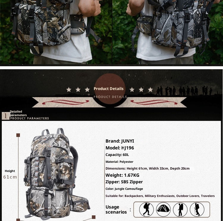 ActiveGo Foreign Trade Cross-Border Tactical Backpack For Men, Camouflage Leaf Pattern, Outdoor Hunting Large Capacity Hiking_voghion.com