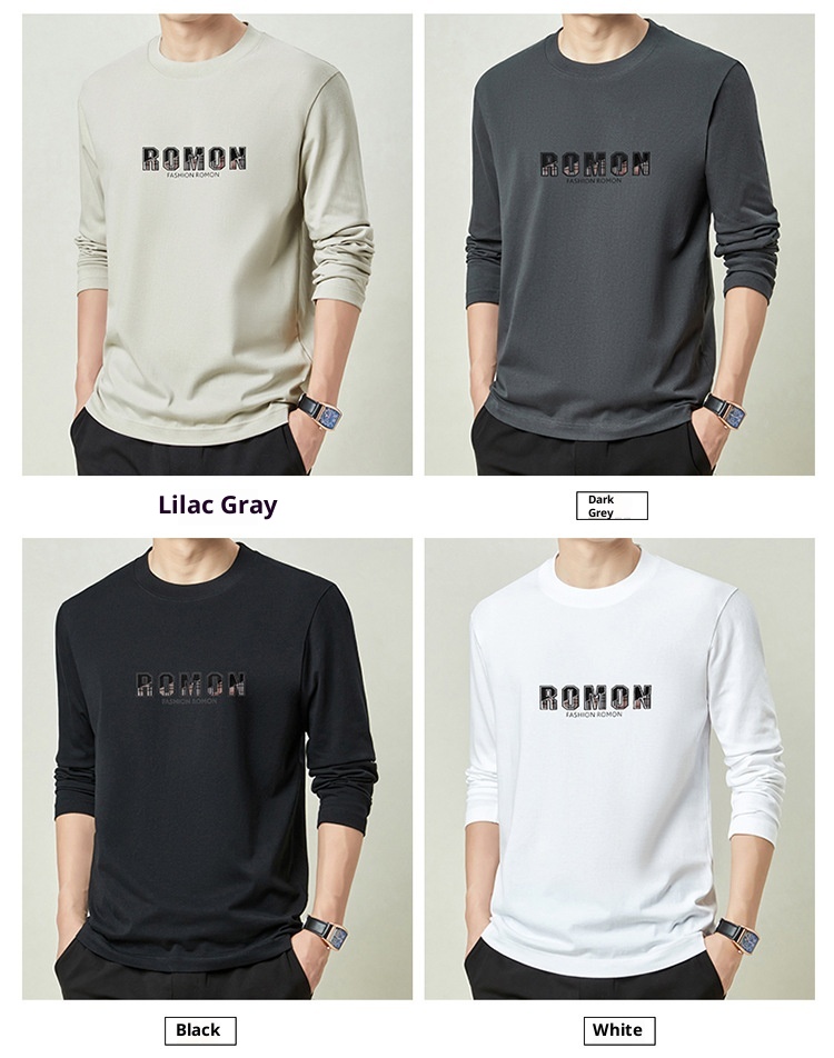boy 230g Heavyweigh 100% Coon Long Sleeve T-Shir Men's Solid Color Base Shir New Top Spring Auumn Round Neck_voghion.com
