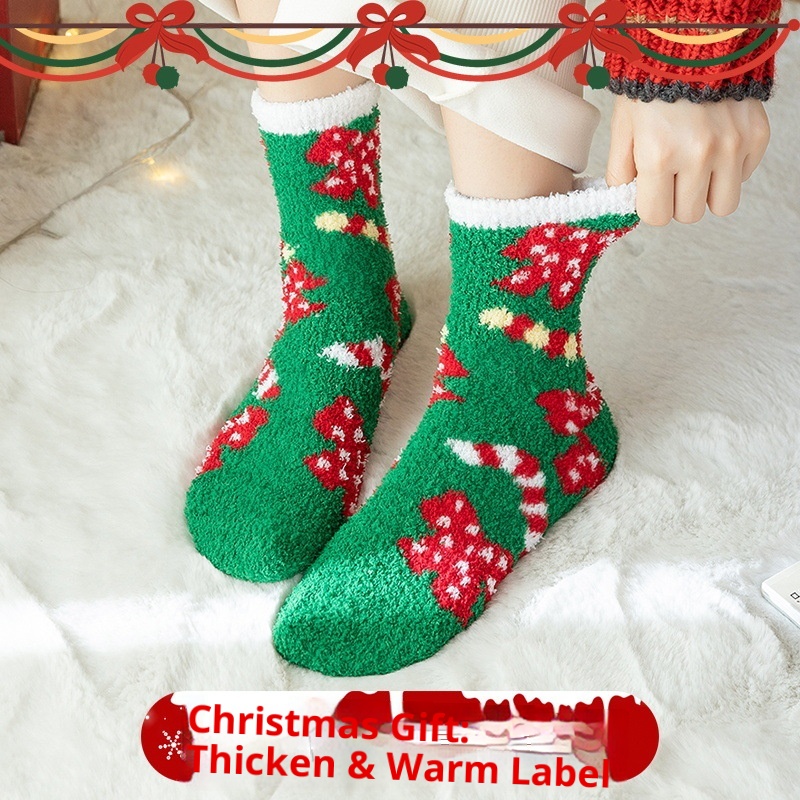 Chaussettes mi-mollet en polaire corail Lillian Gift pour hommes et femmes, idéales pour Noël, l'automne et l'hiver, pour couples, avec le zodiaque rouge, portées toute l'année._voghion.com