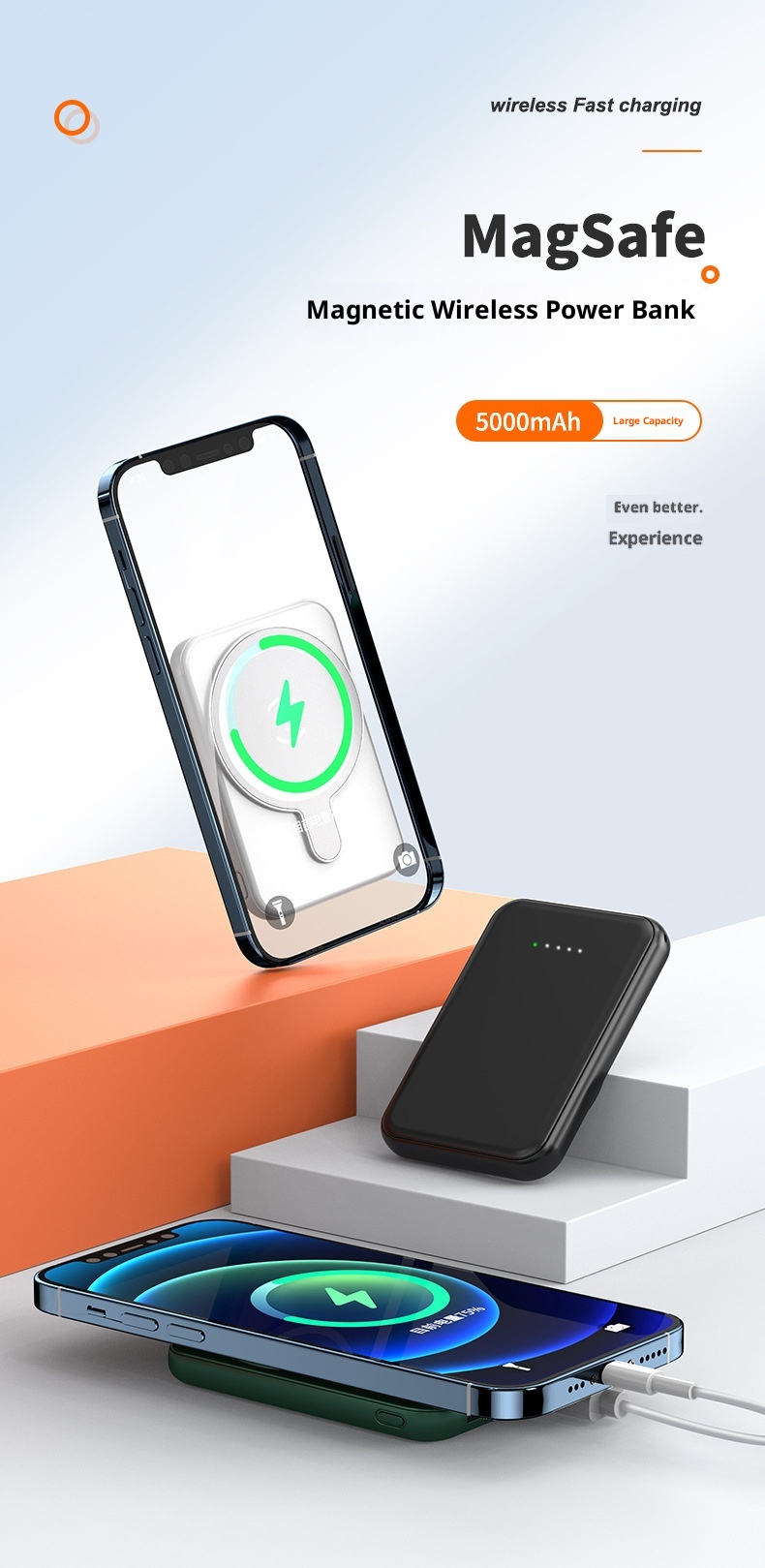 Techglobe 5000mAh Magnetische Powerbank mit Clip, tragbare mobile Stromversorgung, kreatives Geschenk, individuell anpassbar, Großhandel_voghion.com