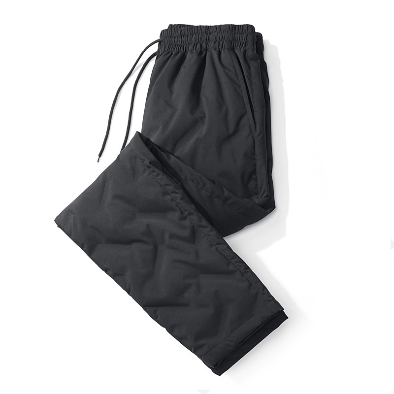 001 Outdoor Softshell Men Winter Fleece Lined Thickened Ski Warm 90% White Duck Down Travel Hiking Long Pants_voghion.com