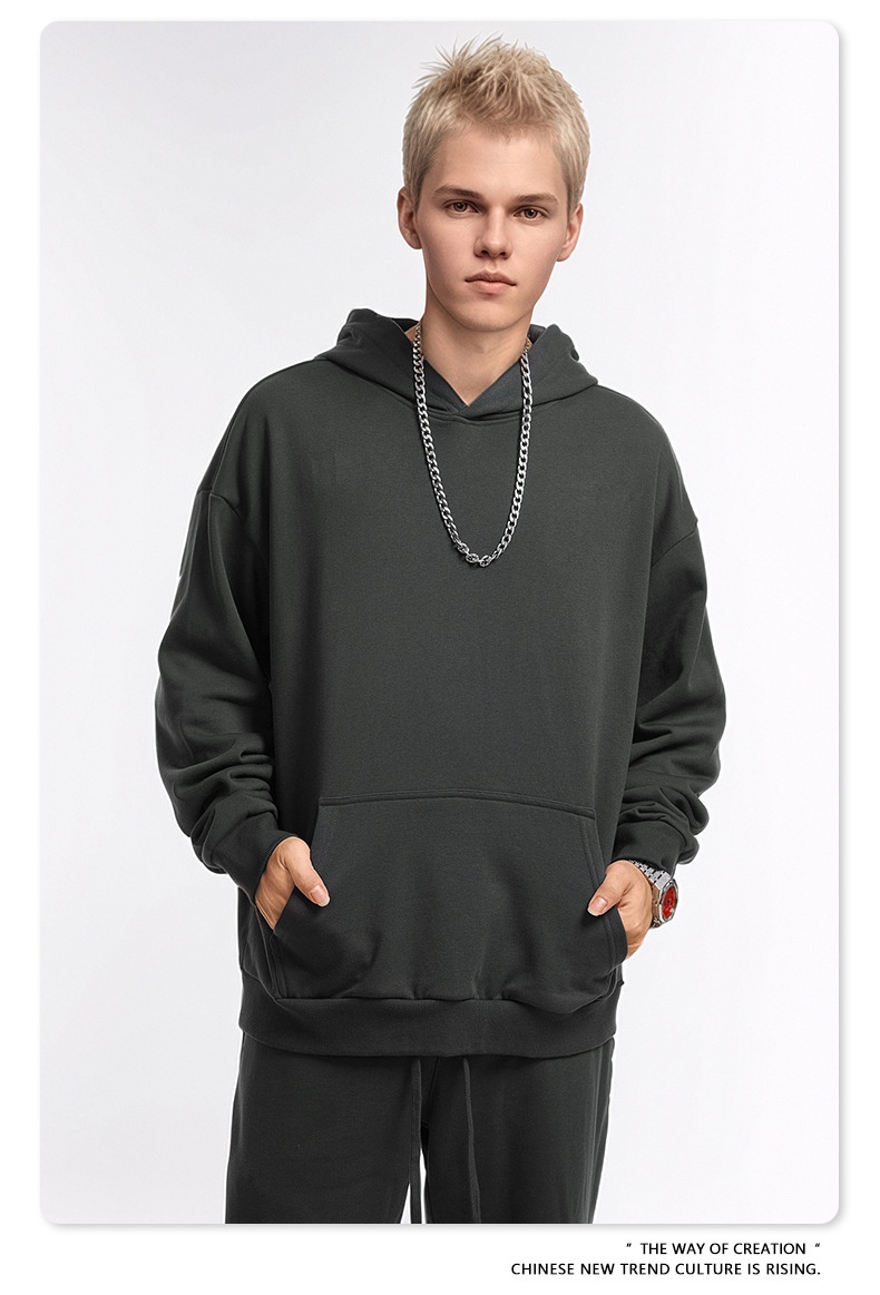 ragazzo BE Abbigliamento Uomo | Felpa in spugna tinta unita versatile personalizzata alla moda in stile americano autunno inverno 2025 e_voghion.com