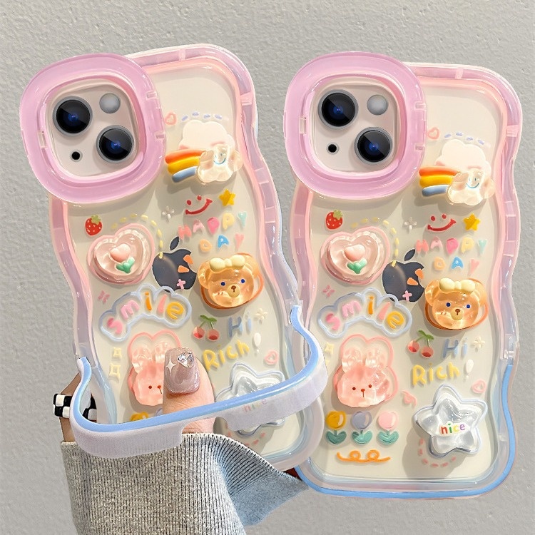 TechGlobe Schutzhülle für iPhone 15 Pro, iPhone 14, Farbverlauf, Wolkenpuppe, 13/12, Wellenkante, unsichtbarer Doppelständer_voghion.com