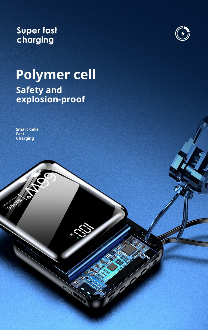 techglobe Großhandel Große Kapazität Integriertes Kabel High-End 20000mAh Powerbank Ultradünn Kompakt Tragbar Schnellladen Niedlich Mini_voghion.com