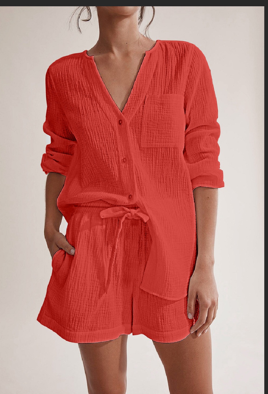 ChicShe Style, 2024 European And American Style Summer, Women's Summer Pajamas Pure Cotton Gauze_voghion.com