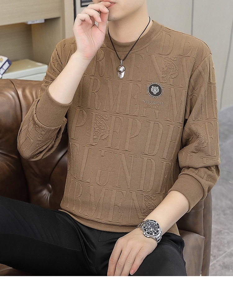 Maglietta a maniche lunghe da uomo primavera e autunno, strato di base, vestibilità ampia, nuovo pullover alla moda di grandi dimensioni_voghion.com