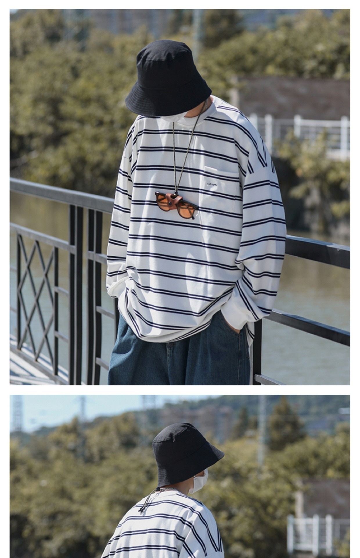 boy Hong Kong Japanese Striped Long Sleeve T-Shirt Trendy Brand Cool Style Men's Spring Autumn Base Shirt Ins Trend High_voghion.com