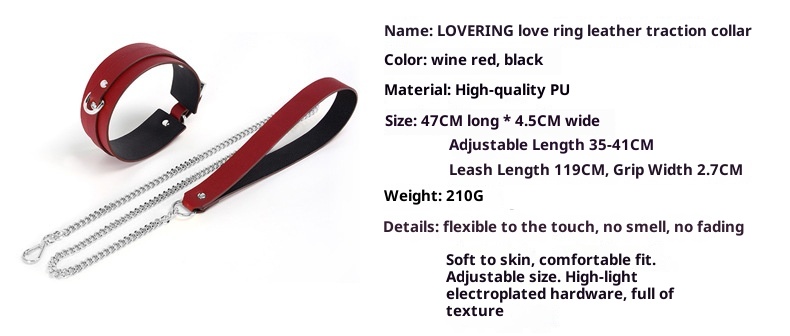 LuvBox LoveRing Love Ring Sexy Collar Leash PU Leather Neck Sleeve Female Slave Flirting Bondage Supplies Adult Toys_voghion.com