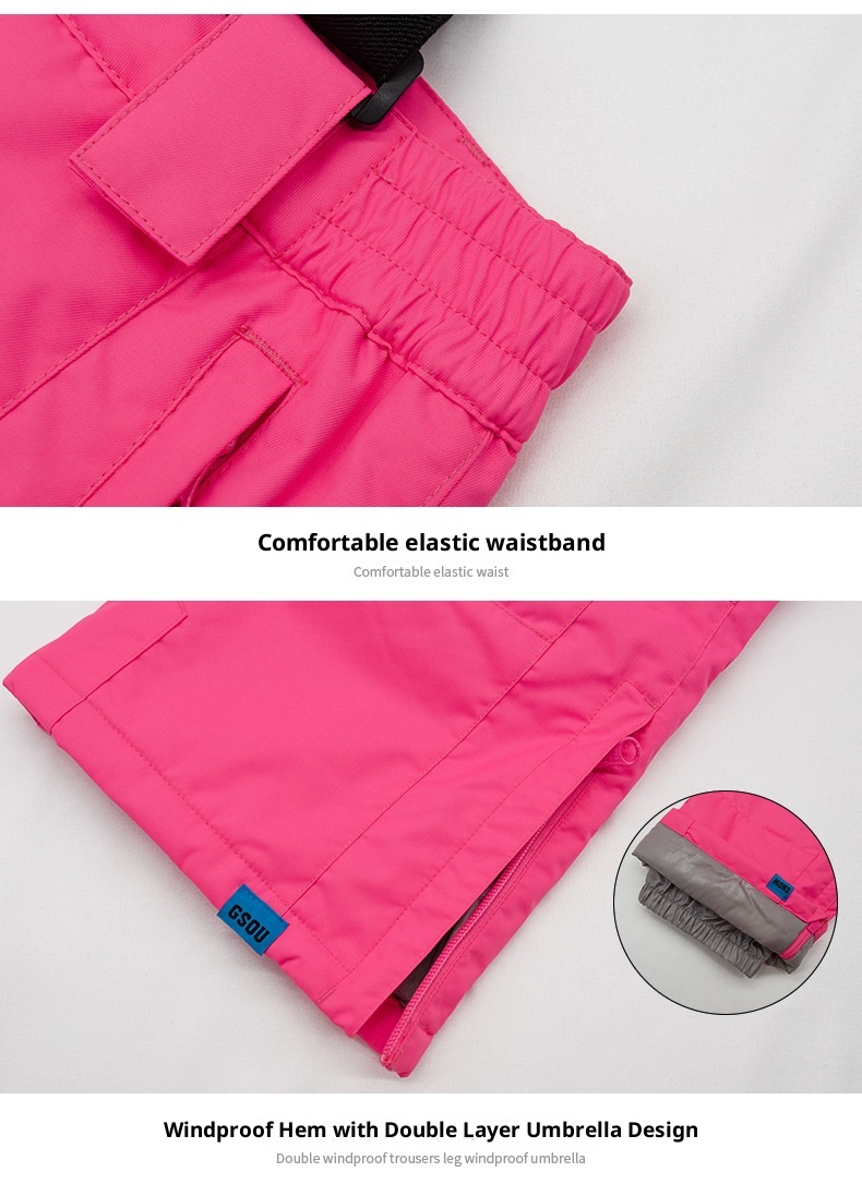 001 Gsousnow Children's With Straps Boys And Girls Windproof Waterproof Warm Snowboard Pants Ski Suit_voghion.com