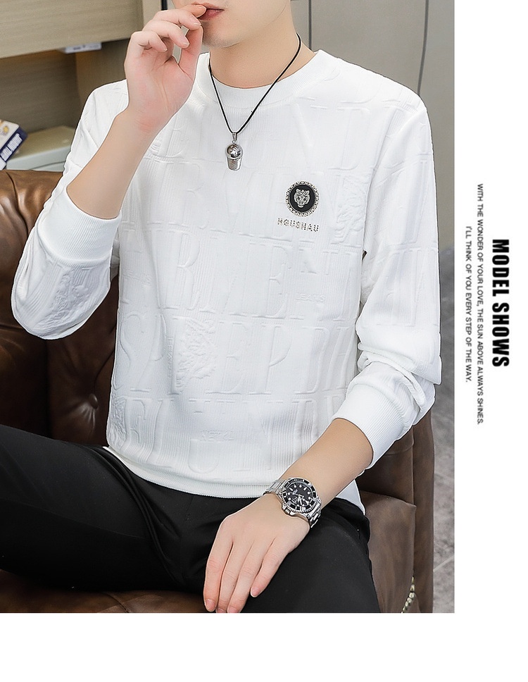 Maglietta a maniche lunghe da uomo primavera e autunno, strato di base, vestibilità ampia, nuovo pullover alla moda di grandi dimensioni_voghion.com