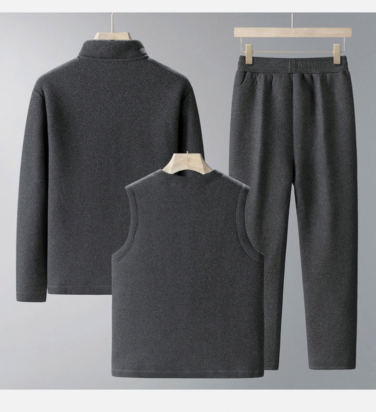 001 2025 Autumn Winter Fleece-Lined Sports Suit Men, Large Size Dad Outfit, Loose Three-Piece Jacket Set For Middle-Aged And_voghion.com