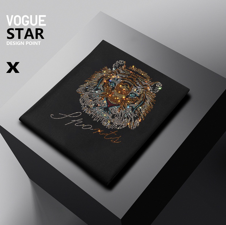 boy European Station Rhinestone Tiger Head Long Sleeve For Men Black Modal Plus Size T-Shirt Men's Base Shirt Autumn Wear_voghion.com