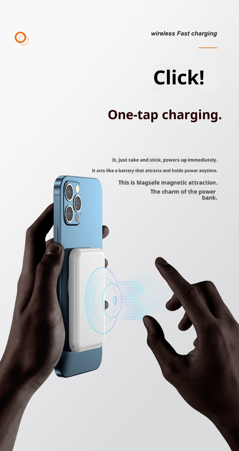 Techglobe 5000mAh Magnetische Powerbank mit Clip, tragbare mobile Stromversorgung, kreatives Geschenk, individuell anpassbar, Großhandel_voghion.com