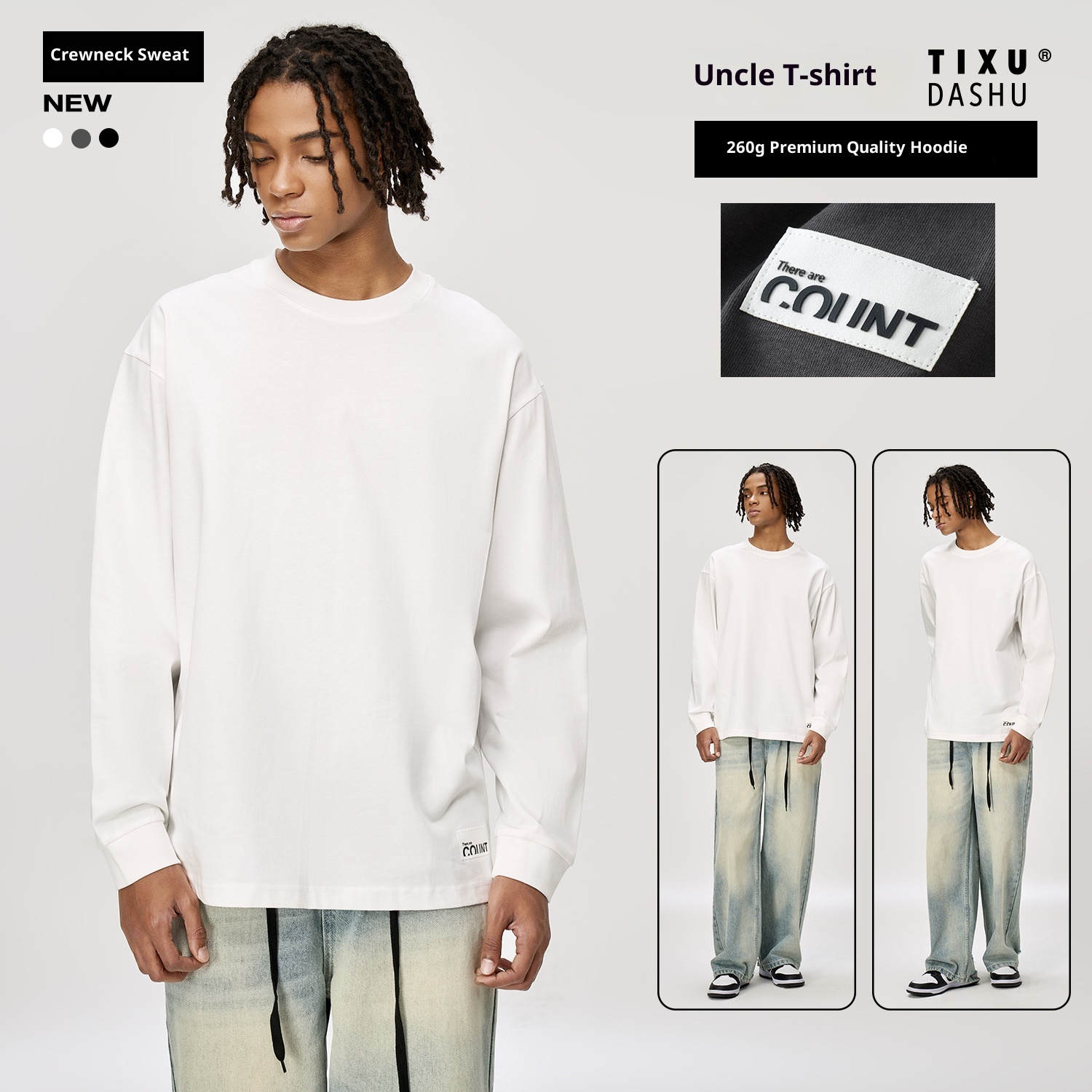 boy Vintage Pure Cotton Style Long Sleeve T-Shirt For Men 260 Trendy Brand Crew Neck Sweatshirt Fit 260g European And_voghion.com