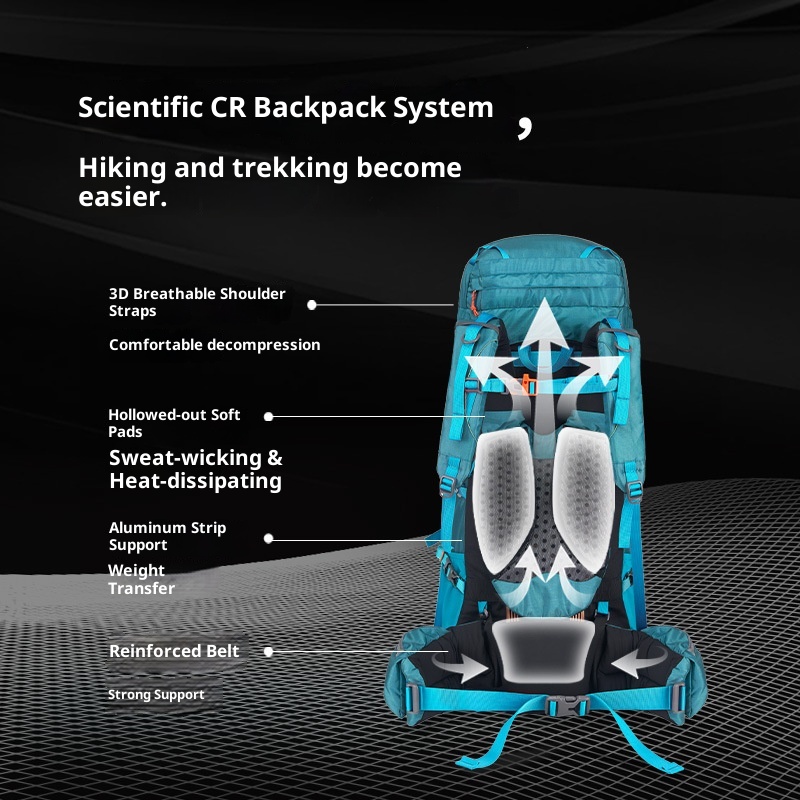 Zaino da trekking professionale ActiveGo Natur Noke Cloud Trail da 55 litri, grande capacità, doppia tracolla_voghion.com