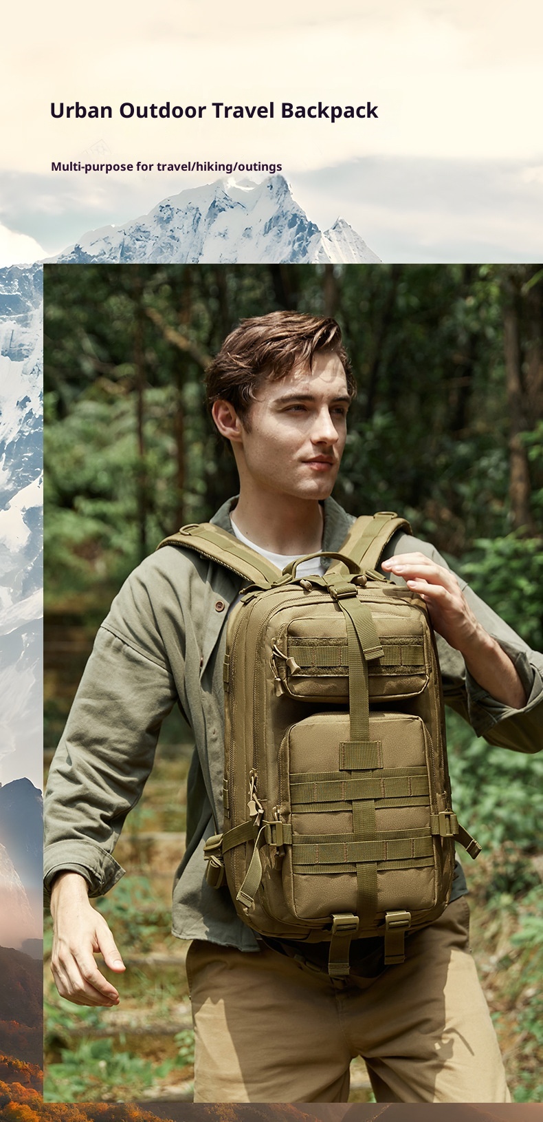 Zaino tattico ActiveGo, grande capacità, multifunzionale, per sport all'aria aperta, da viaggio, alpinismo, da uomo, portatile_voghion.com