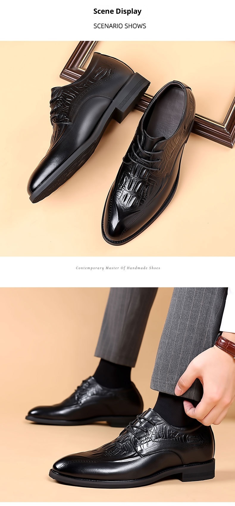 ShoeVault Genuine Leather Hidden Wedge Buine For Men Britih Style Brogue Carved Commuter Formal Firt Layer Cowhide Men'_voghion.com