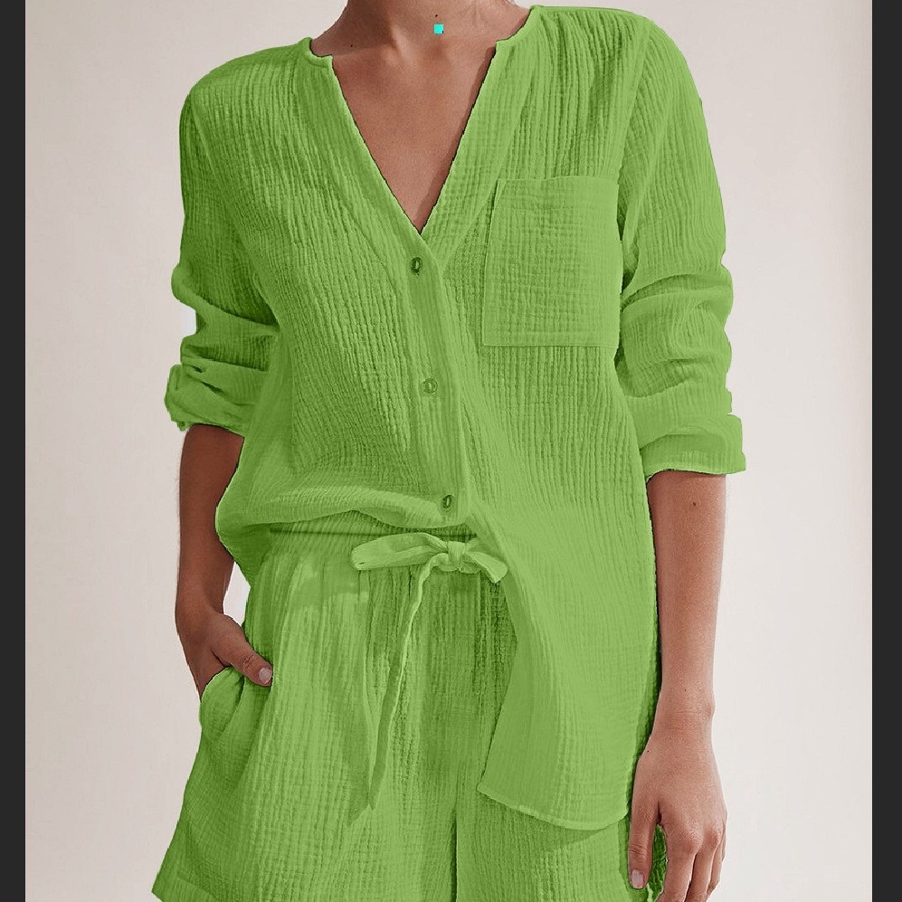 ChicShe Style, 2024 European And American Style Summer, Women's Summer Pajamas Pure Cotton Gauze_voghion.com
