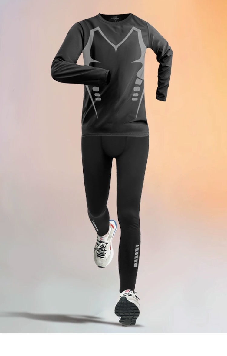 001 Completo da corsa invernale da uomo, foderato in pile, caldo, abbigliamento fitness, casual, versatile, ad asciugatura rapida, allenamento sportivo mattutino_voghion.com