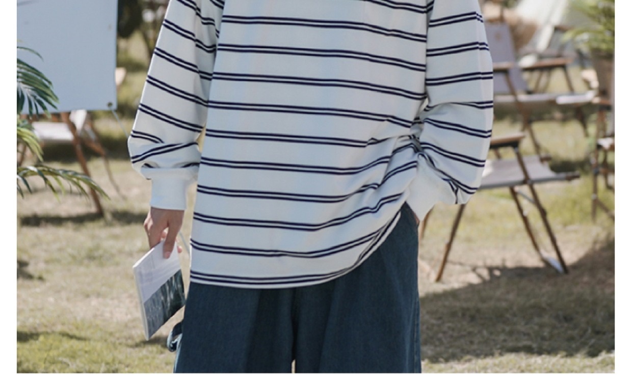 boy Hong Kong Japanese Striped Long Sleeve T-Shirt Trendy Brand Cool Style Men's Spring Autumn Base Shirt Ins Trend High_voghion.com