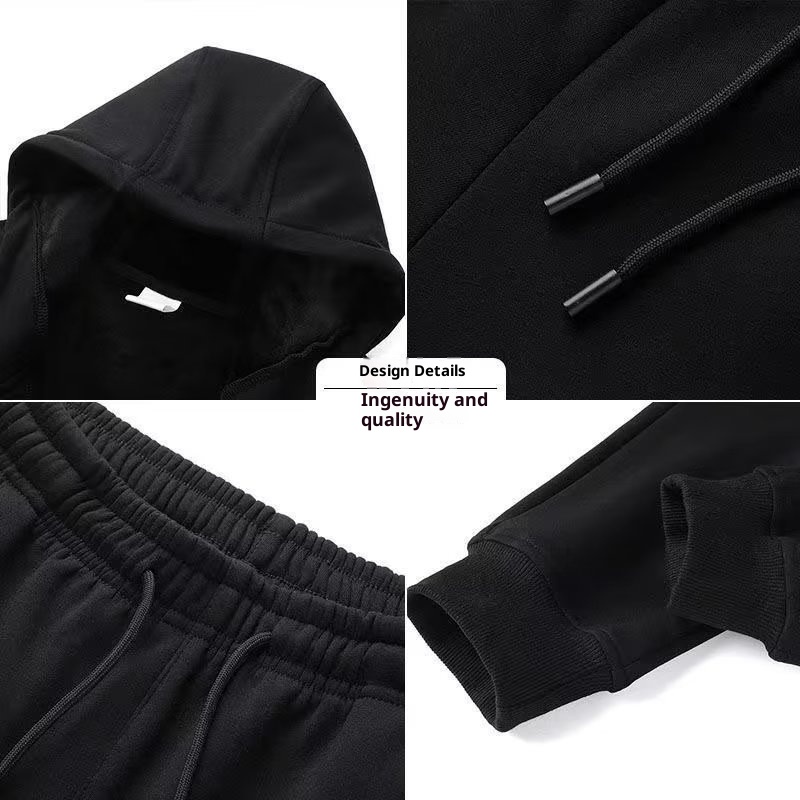 001 Erkekler İçin Siyah Kapüşonlu Üst İlkbahar ve Kapüşonlu Spor Sonbahar Takımı Şık Günlük Ceket Trend Marka_voghion.com