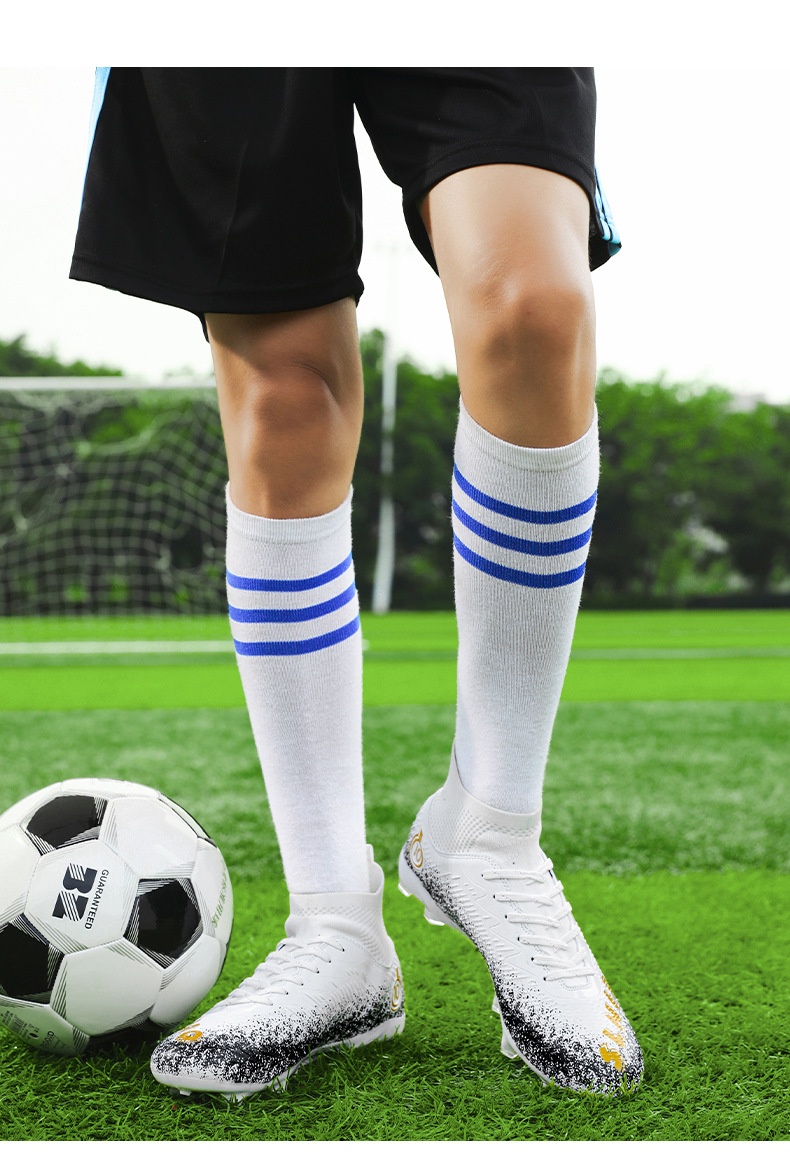 Chaussures montantes ShoeGlobe Cross-Border grandes tailles, crampons longs cassés, pour le football et l'entraînement sur gazon synthétique, antidérapantes._voghion.com