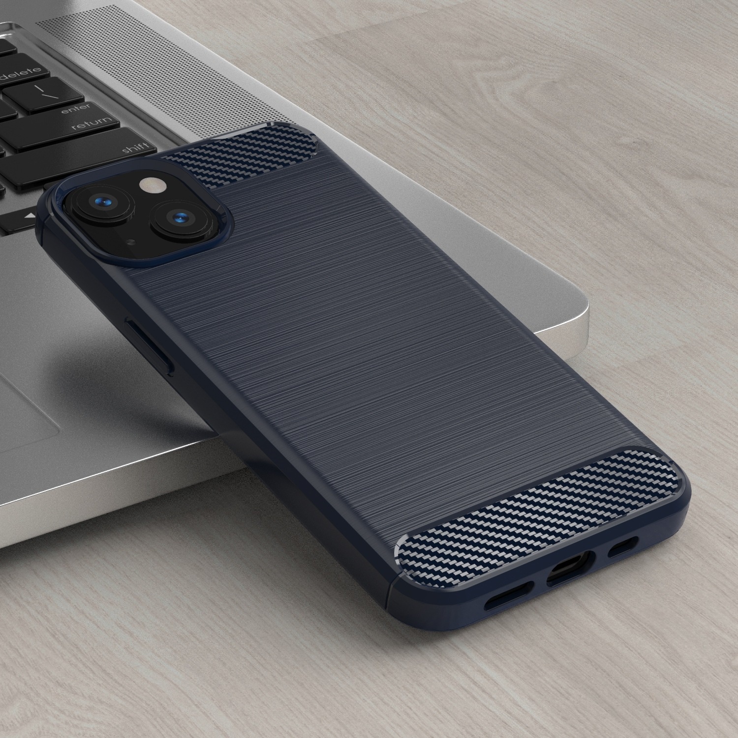 Funda protectora TechGlobe compatible con iPhone 13 de silicona cepillada de cobertura total, suave y anticaídas._voghion.com