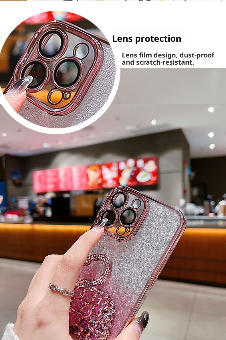 Étui de téléphone TechGlobe série 16, protection d'objectif Niche pour iPhone 15 Pro Max, motif cygne pailleté, 13, anti-traces de doigts_voghion.com