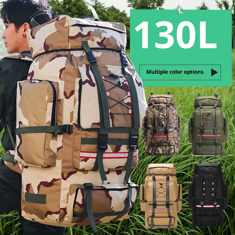 Zaino da viaggio antipioggia ActiveGo da 130 litri, extra large, con doppia spalla, per uomo, trapuntato, per sport all'aria aperta, escursionismo_voghion.com