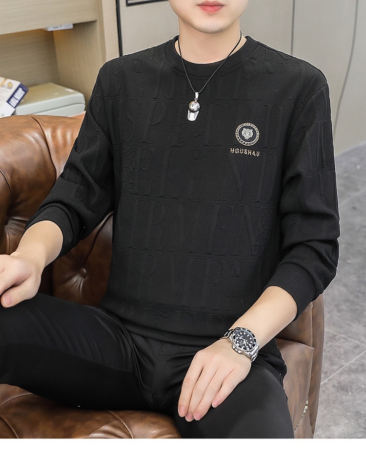 Maglietta a maniche lunghe da uomo primavera e autunno, strato di base, vestibilità ampia, nuovo pullover alla moda di grandi dimensioni_voghion.com