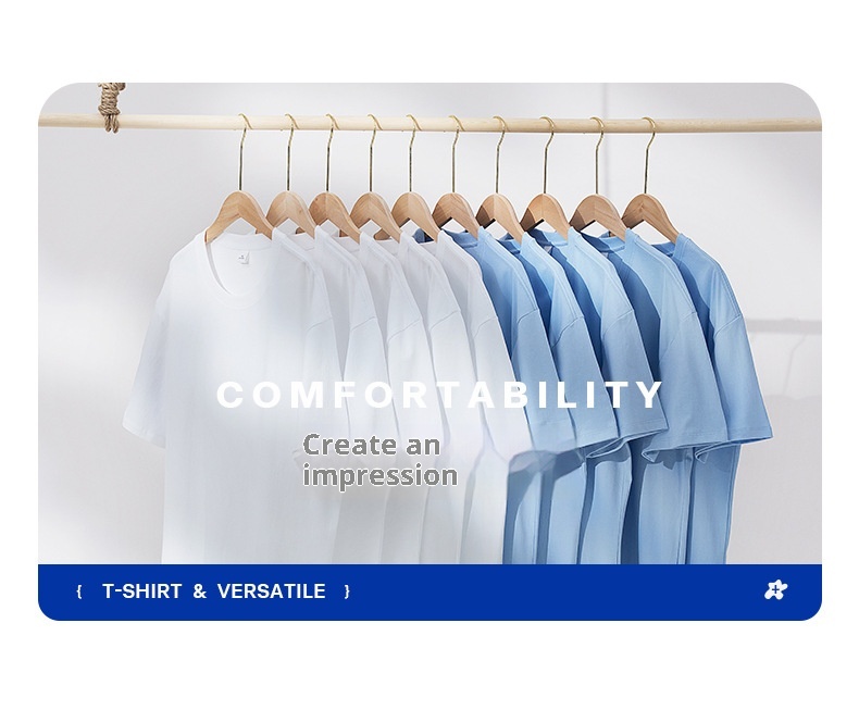 T-shirt à manches courtes en pur coton épais pour homme, coupe ample, couleur unie, style décontracté, blanc, idéal pour l'été._voghion.com