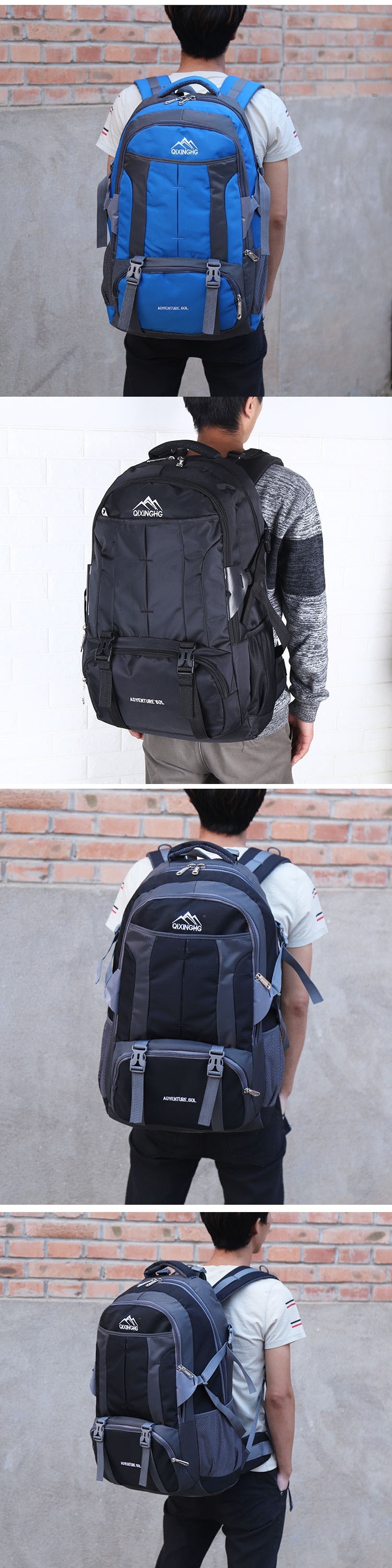 Sac à dos de sport ActiveGo 60L/70L grande capacité pour hommes et femmes, idéal pour les voyages, les études et les courts séjours. Convient également aux femmes._voghion.com