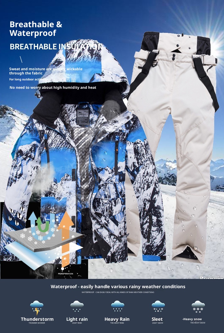 001 Completo caldo da uomo, imbottito, impermeabile, traspirante, resistente all'usura, singolo e doppio strato, stile coreano, sci per coppia_voghion.com