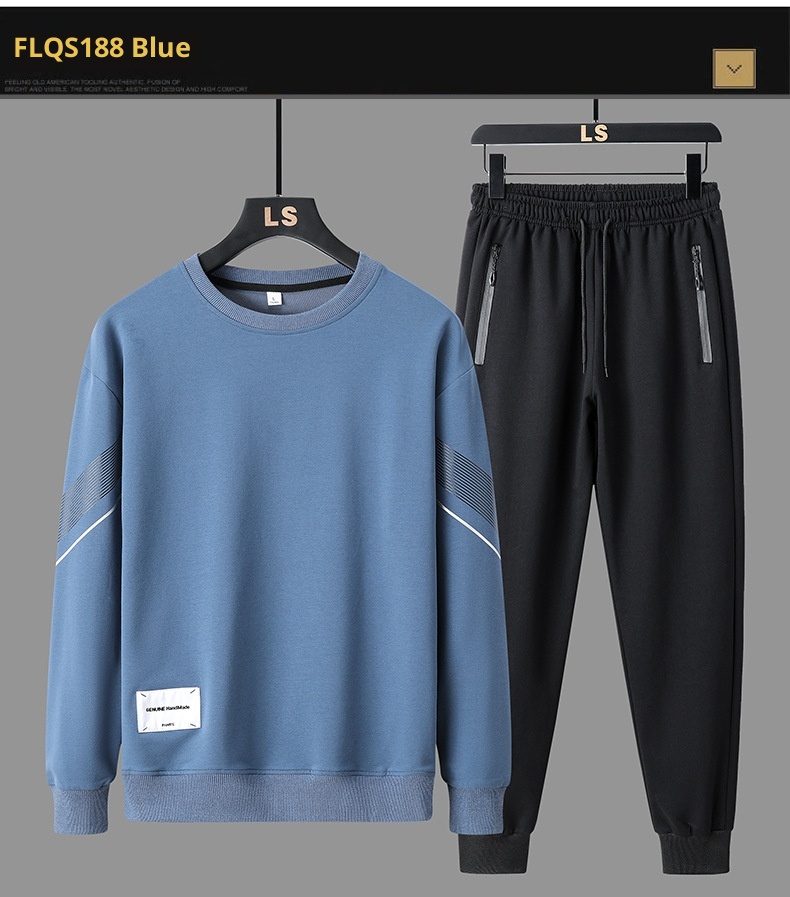 001 Trendiges Winter-Zweiteiler-Set, lässiger Sportanzug für Frühling und Herbst, Herren-Sweatshirt mit Rundhalsausschnitt_voghion.com