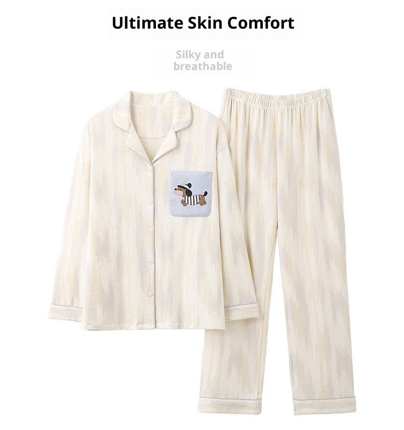 ChicShe Damenpyjama aus 100 % Baumwolle, Frühjahr/Herbst 2025, neues Set mit lockeren Ärmeln und langer Hose, ideal für Freizeit und Outdoor-Aktivitäten._voghion.com