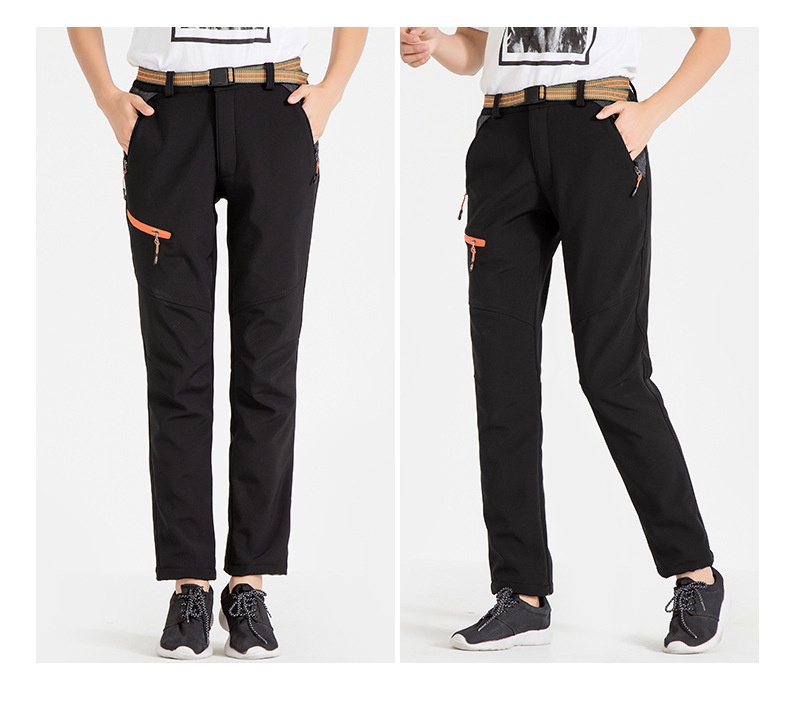 001 Factory Direct Outdoor Softshell Men Windproof Waterproof Hiking Thickened Ski Soft Shell Fleece Pants Women_voghion.com