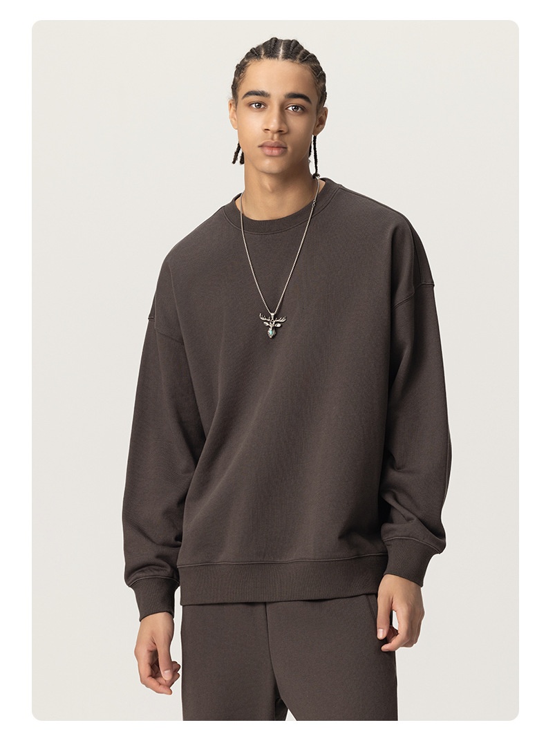 boy RS Men's Clothing|400G Heavy Terry FOG Crew Neck American Style Dopamine Color Couple Sweatshirt_voghion.com