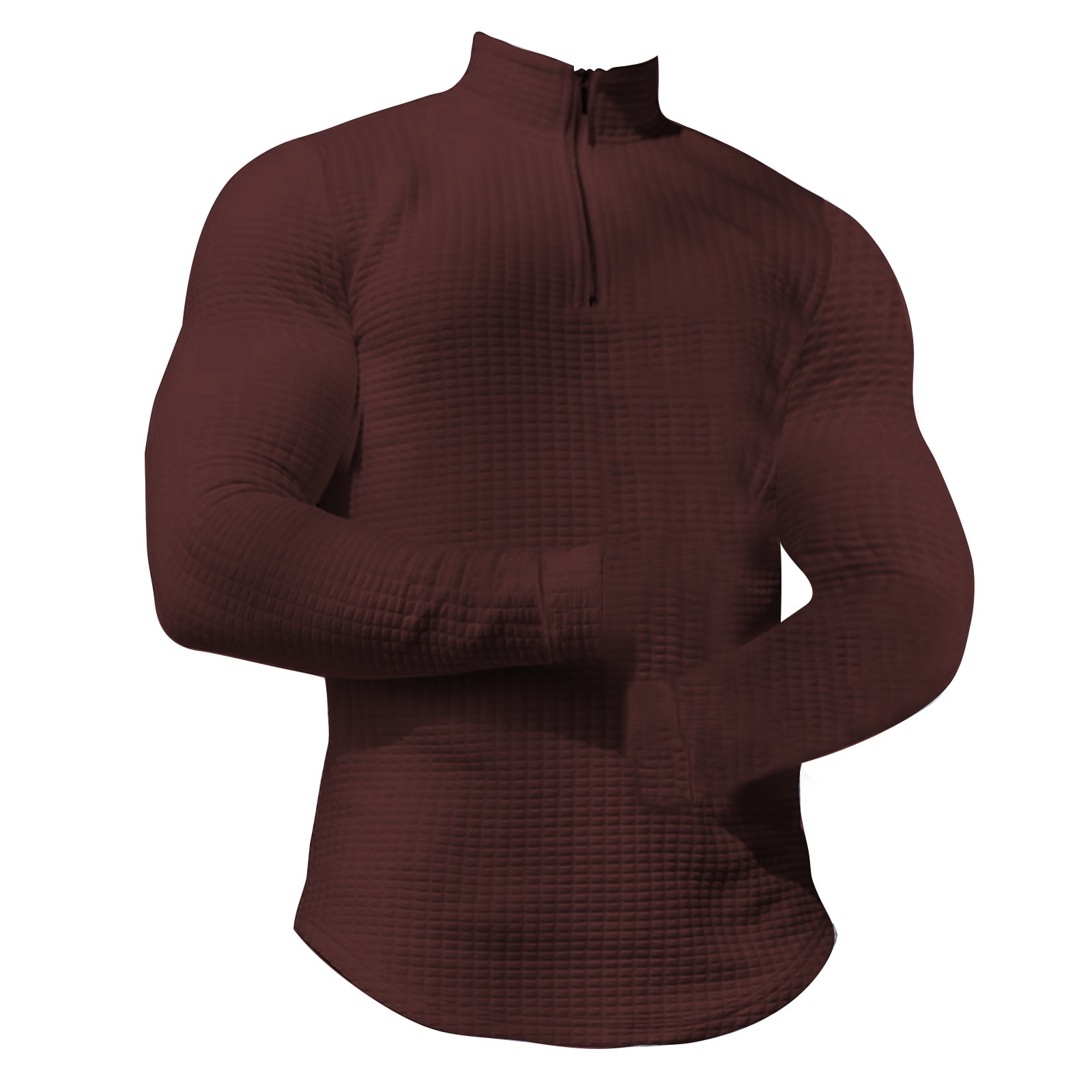 boy 2025 Cross-Border European American Spring And Autumn Small Checkered Stand Collar Half-Zip Long Sleeve Sweatshirt Men's_voghion.com
