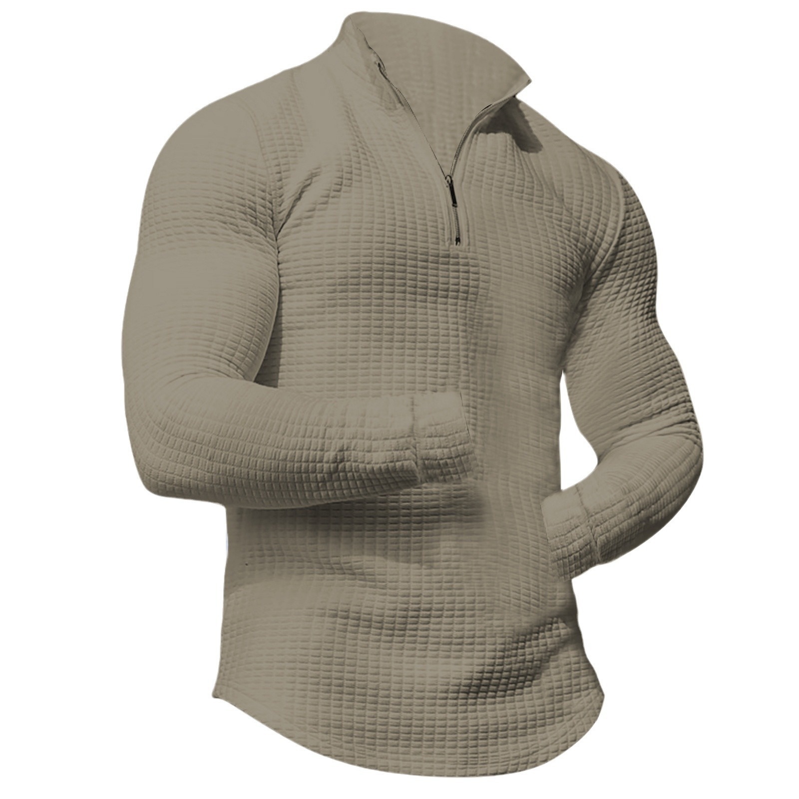 boy 2025 Cross-Border European American Spring And Autumn Small Checkered Stand Collar Half-Zip Long Sleeve Sweatshirt Men's_voghion.com