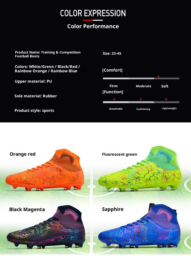 ShoeGlobe Cross-Border High-Top Mandarin Duck Fußballschuh mit Sockenkragen für Herren AG Lange Spikes Kunstrasen Studententraining_voghion.com