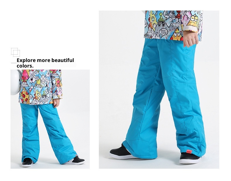 001 Gsousnow Children's With Straps Boys And Girls Windproof Waterproof Warm Snowboard Pants Ski Suit_voghion.com