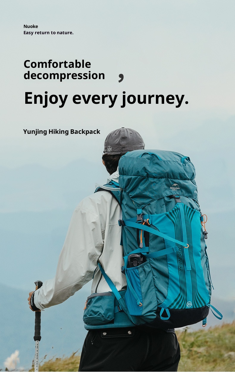 Zaino da trekking professionale ActiveGo Natur Noke Cloud Trail da 55 litri, grande capacità, doppia tracolla_voghion.com